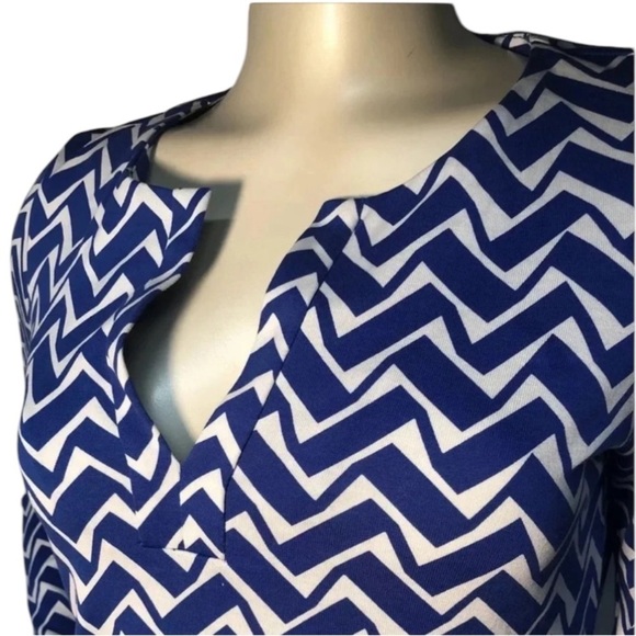 Diane Von Furstenberg Reina zig zag cornflower blue print dress Size 4 - Picture 3 of 8